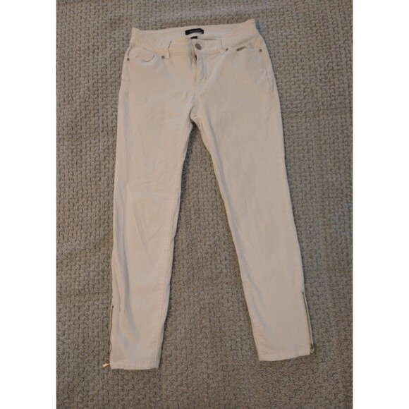 White House Black market white denim side zip crop jeans Sz2 Boho - Picture 2 of 6